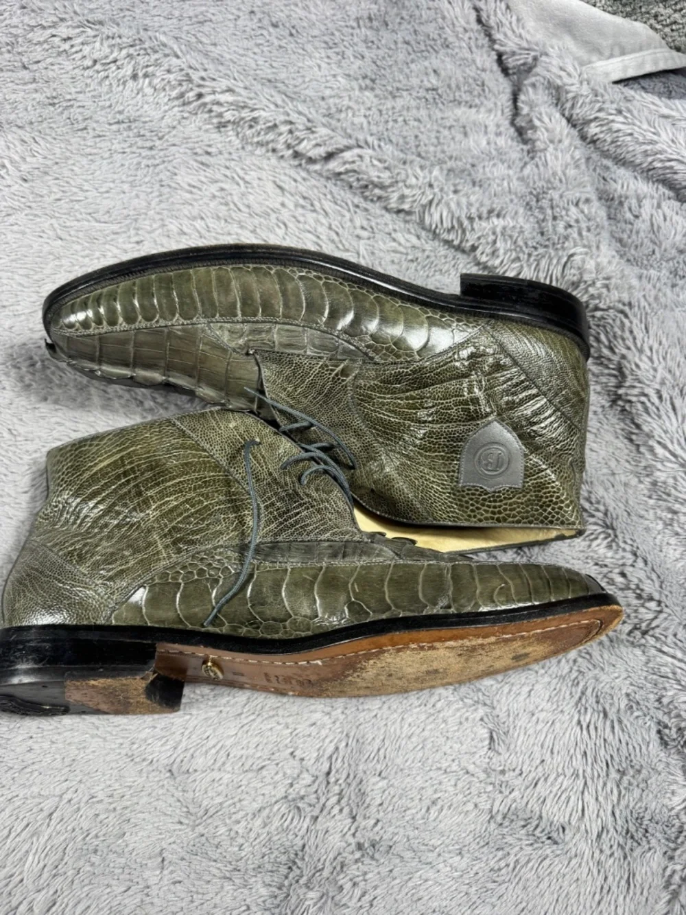 Genuine Crocodile Chukka Boots Mens Size 11 Green Leather Square Toe Dress